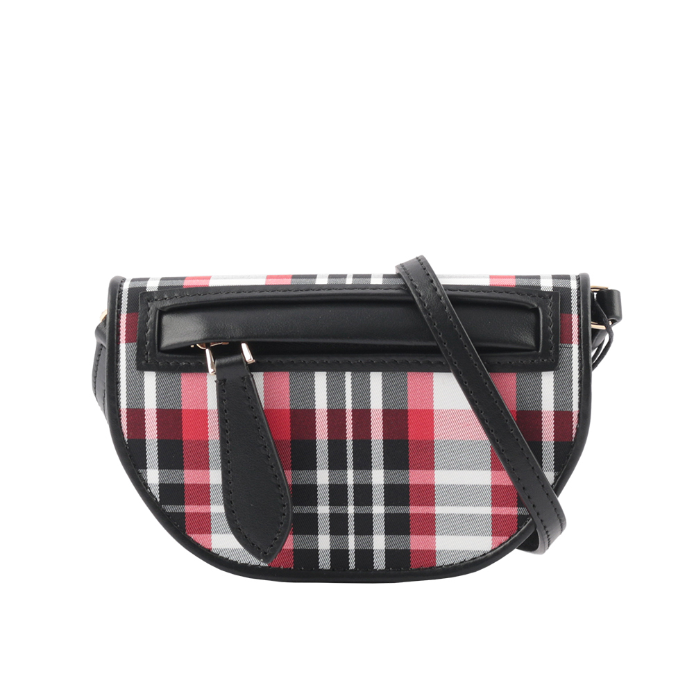 【BURBERRY】Olympia 牛皮拼帆布格紋附可拆背帶卡片夾