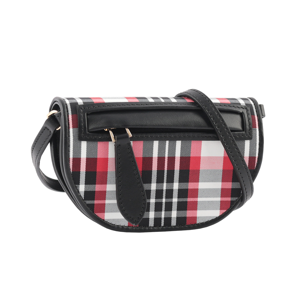 【BURBERRY】Olympia 牛皮拼帆布格紋附可拆背帶卡片夾