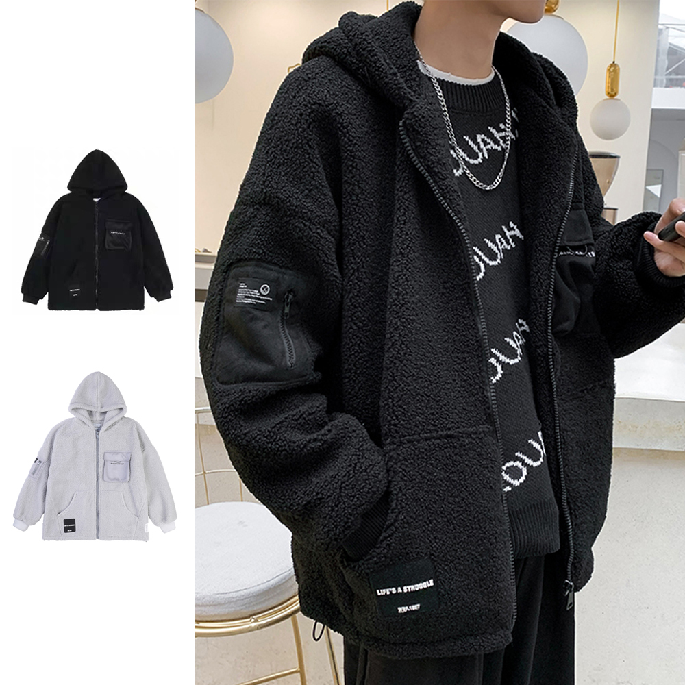 羊羔毛連帽外套 暖男穿搭