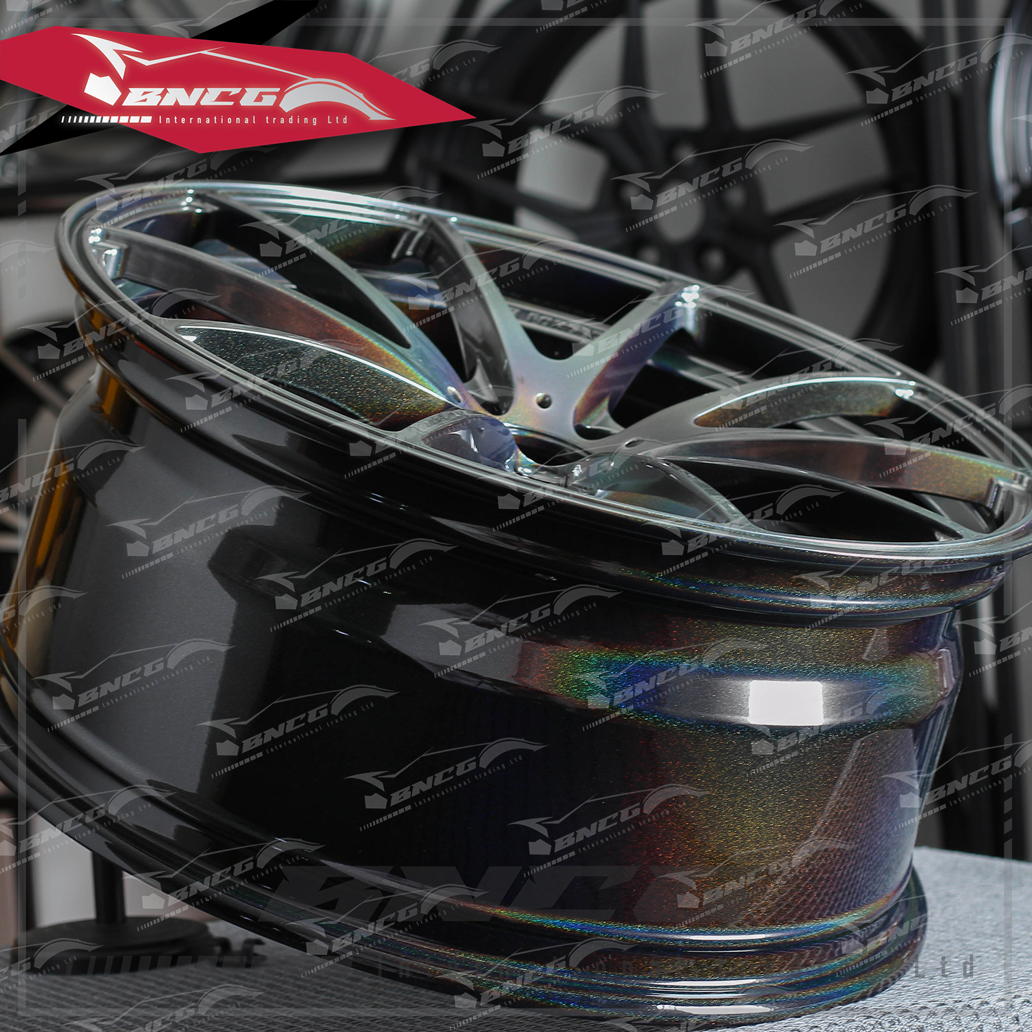 單片式 萬噸鍛造工藝輪圈 特殊星光面套色工藝 品牌訂製鋁圈 改裝 高強度 輕量化 客製化 輪框