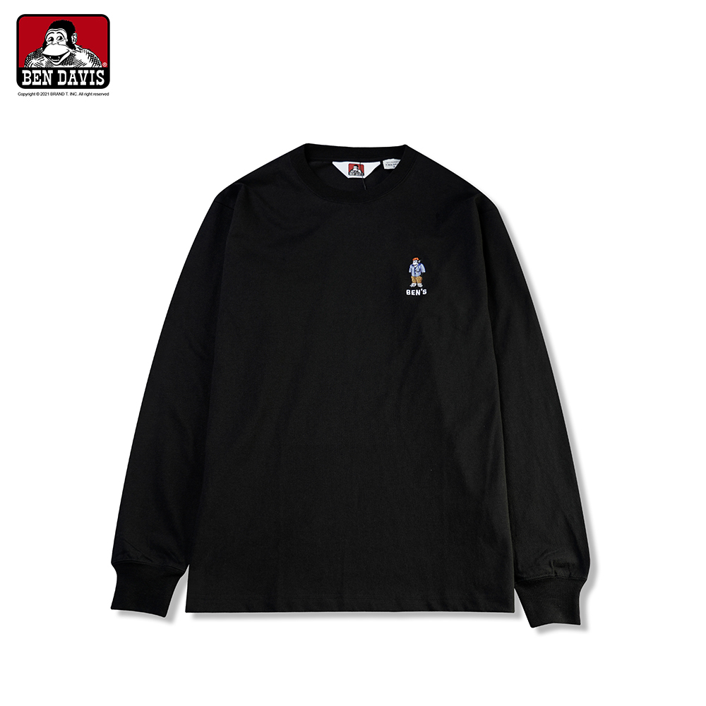 【 BEN DAVIS | 刺繡小猿人素面長TEE - 2色 】