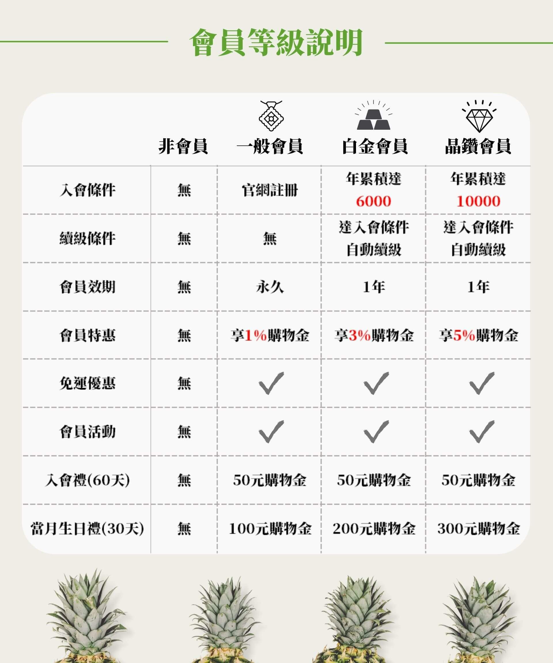 永禎會員制度等級說明