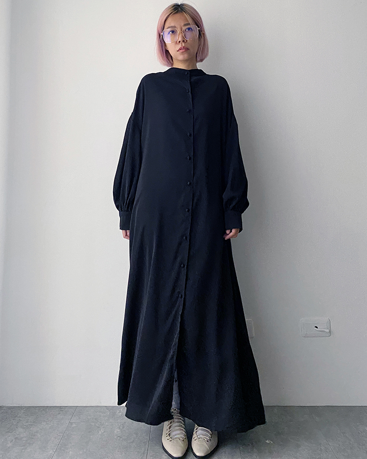 MFD-1952 澎袖排釦洋裝 ʙʟᴀᴄᴋ