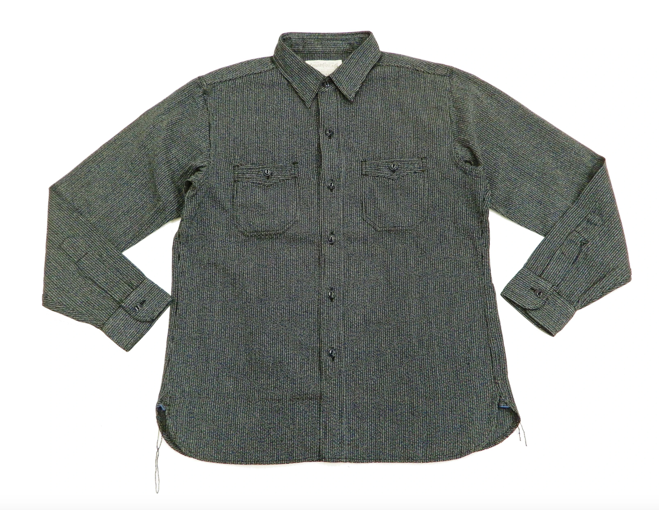 SUGAR CANE 6.5oz.  BEACH CLOTH WORK SHIRT  / Black