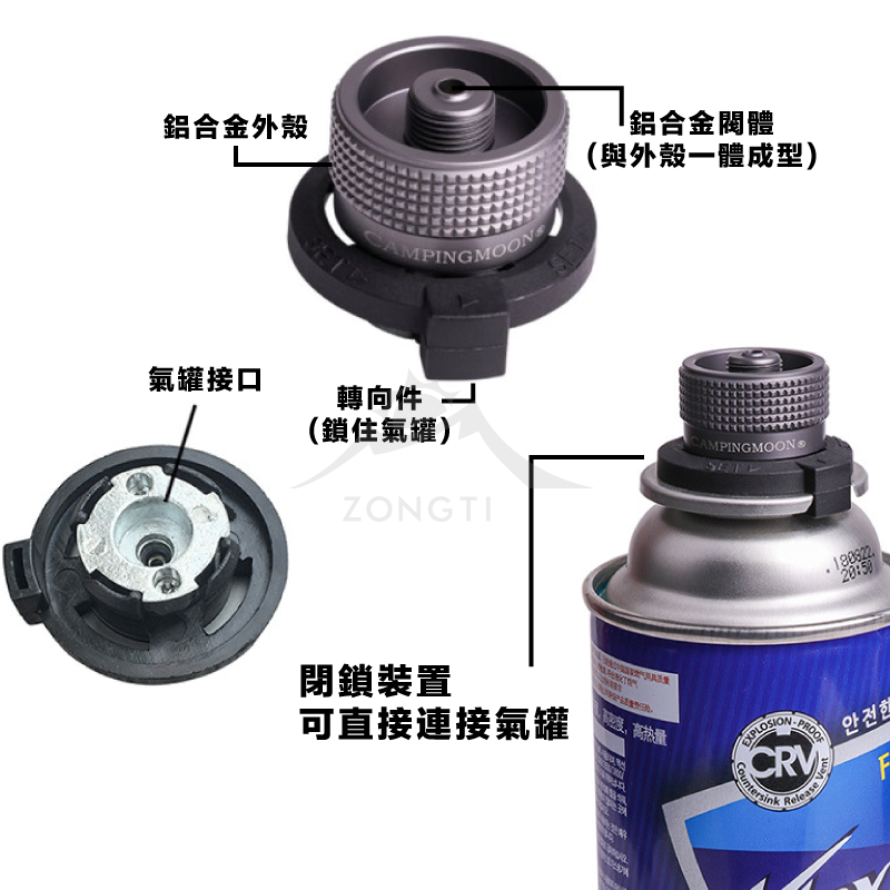 【Campingmoon柯曼】卡式瓦斯罐轉接頭｜高轉卡 Z10 Z11 BKZ10 BKZ11 CA12