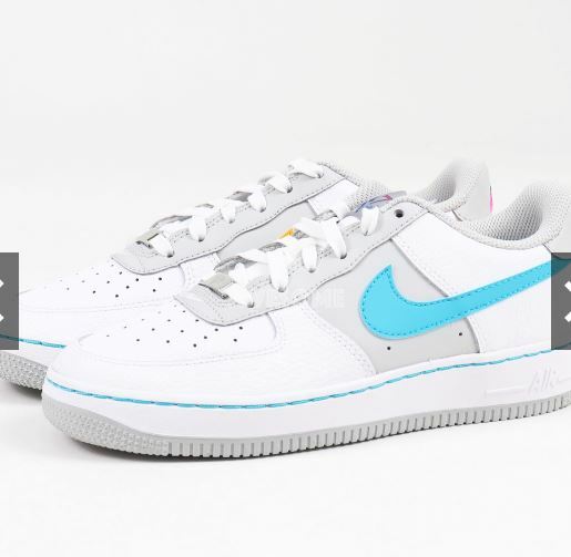 Nike Air Force 1 AF1 LV8 GS EMB NBA 75週年 大童 白灰藍