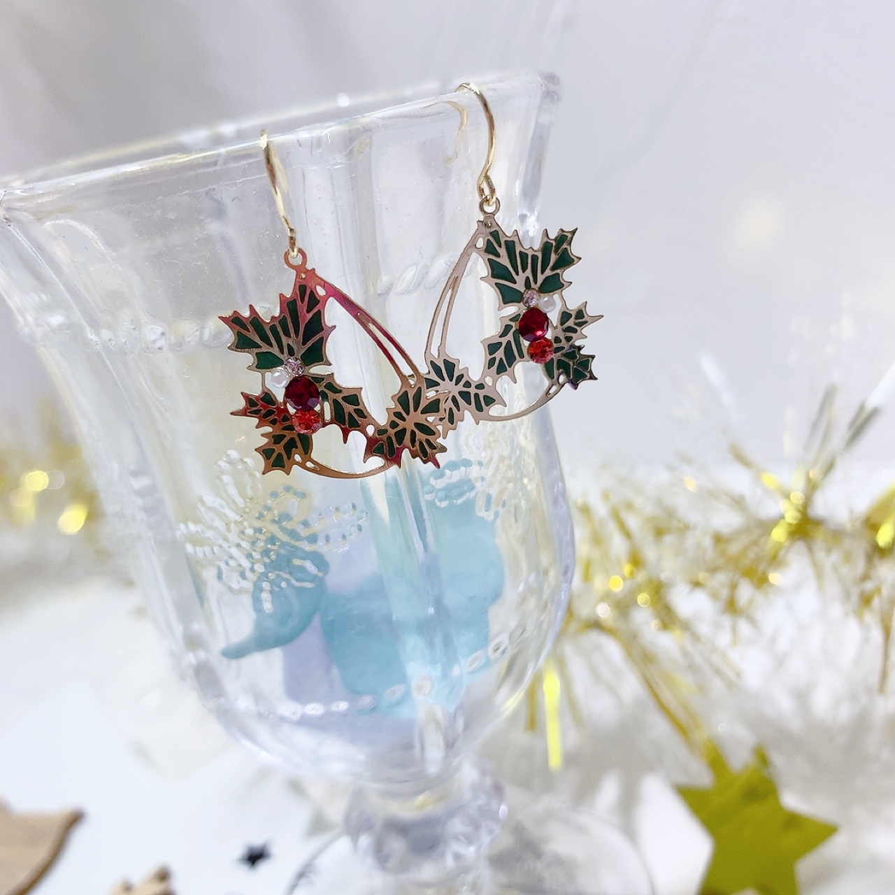 聖誕花耳環