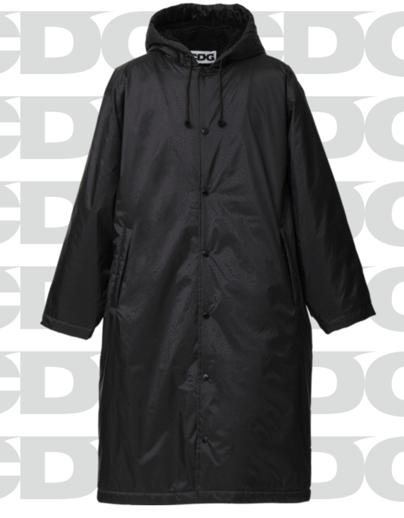 COMME des GARCONS CDG 字體 長版 連帽風衣夾克