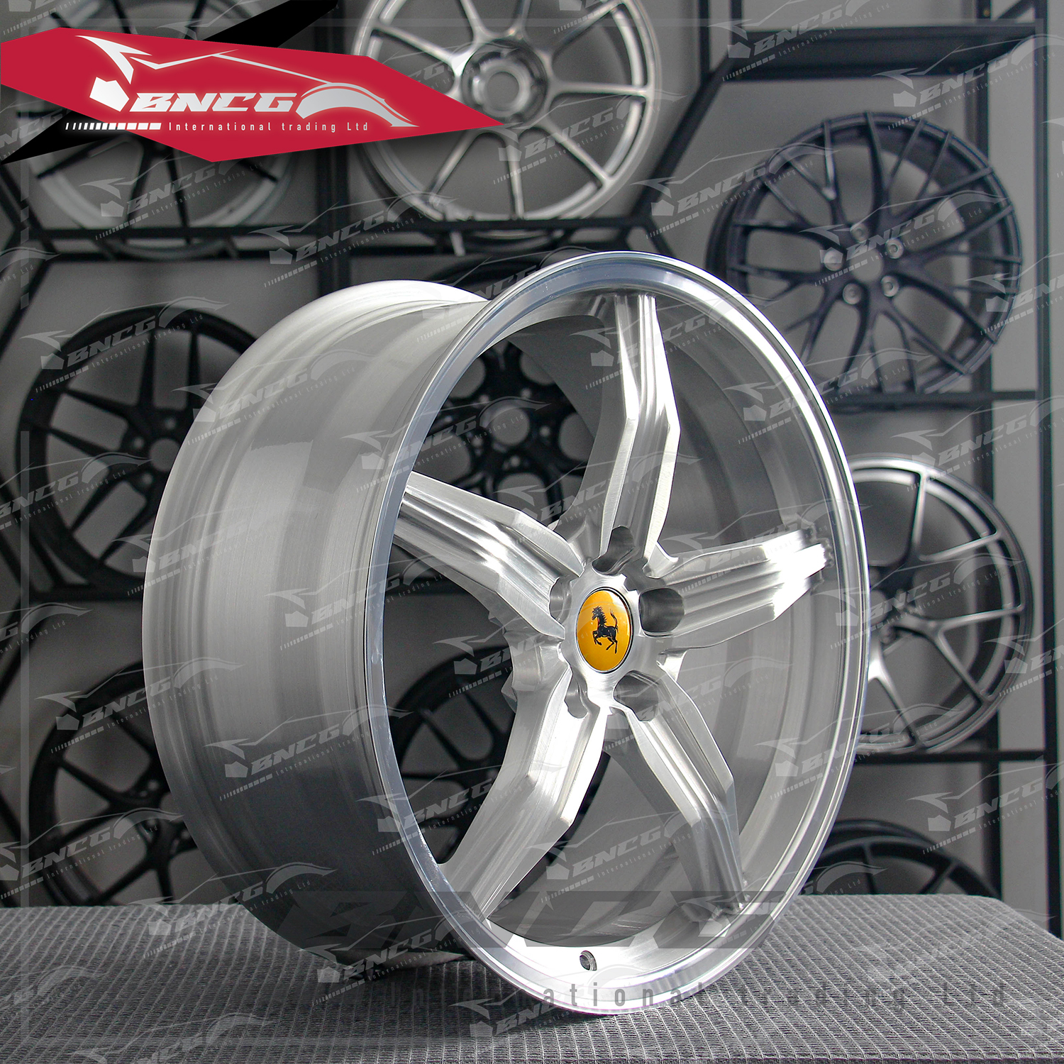 單片式 萬噸鍛造工藝輪圈 Ferrari 法拉利同款 亮銀套色工藝 品牌訂製鋁圈 改裝 高強度 輕量化 客製化 輪框