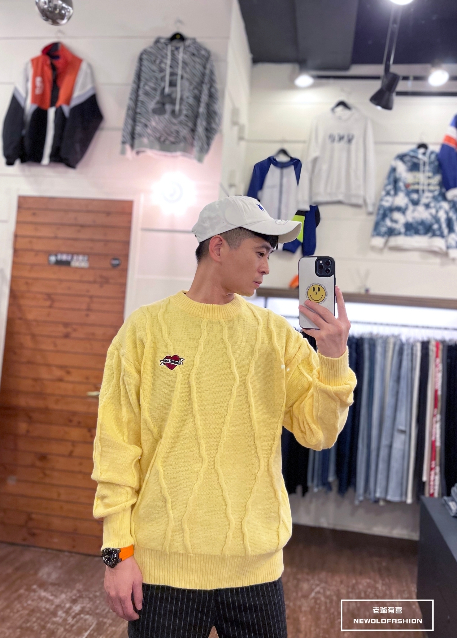 『新款上市』重磅刺繡愛心彩帶針織毛衣-黃