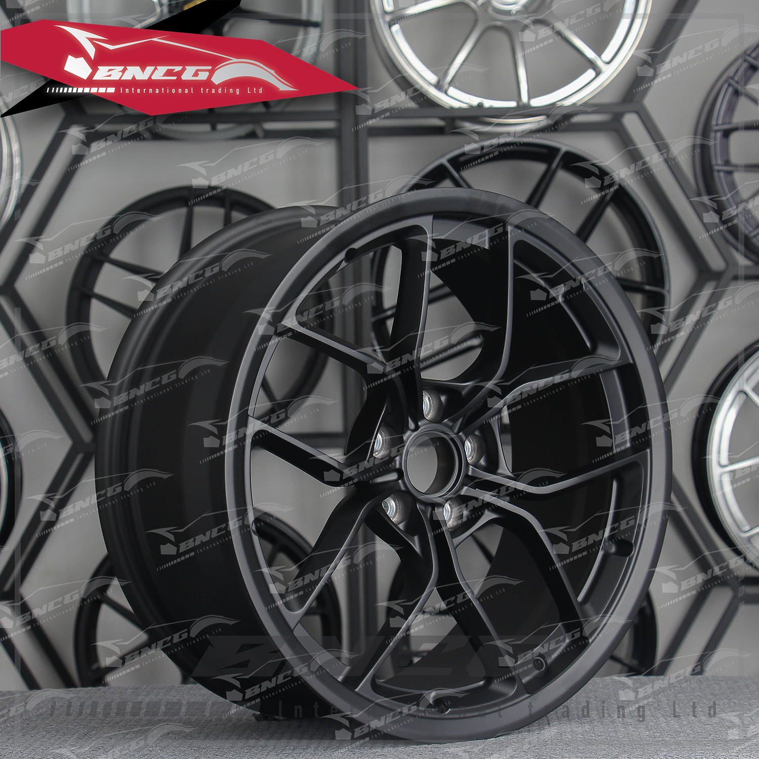 單片式 萬噸鍛造工藝輪圈 消光黑套色工藝 品牌訂製鋁圈 改裝 高強度 輕量化 客製化 訂製鋁圈