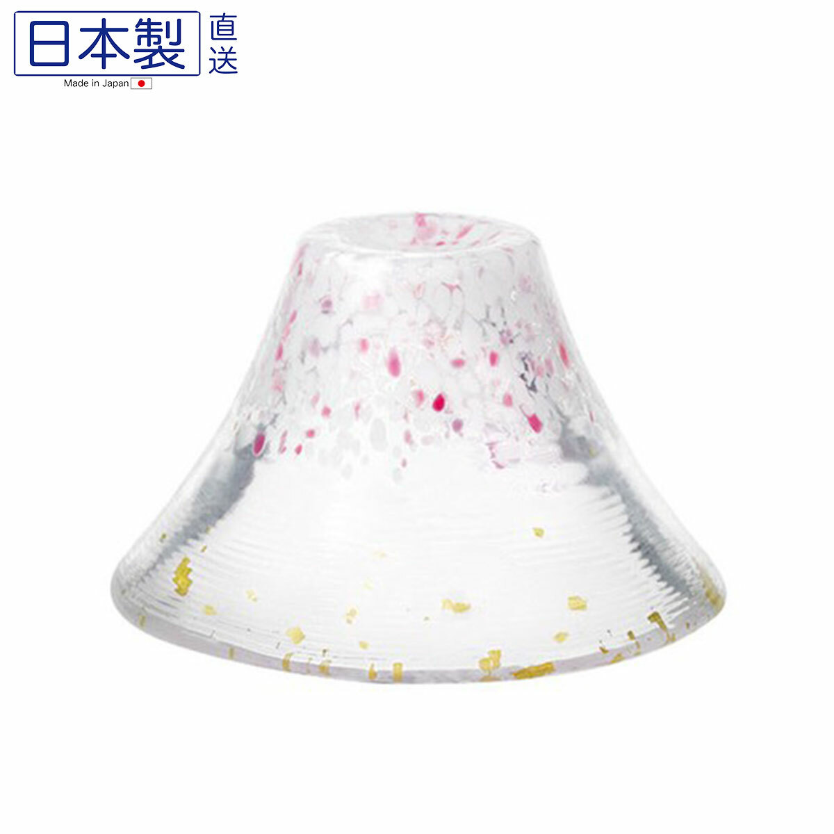 日式祝福櫻花富士山玻璃杯 (粉紅) (日本製)