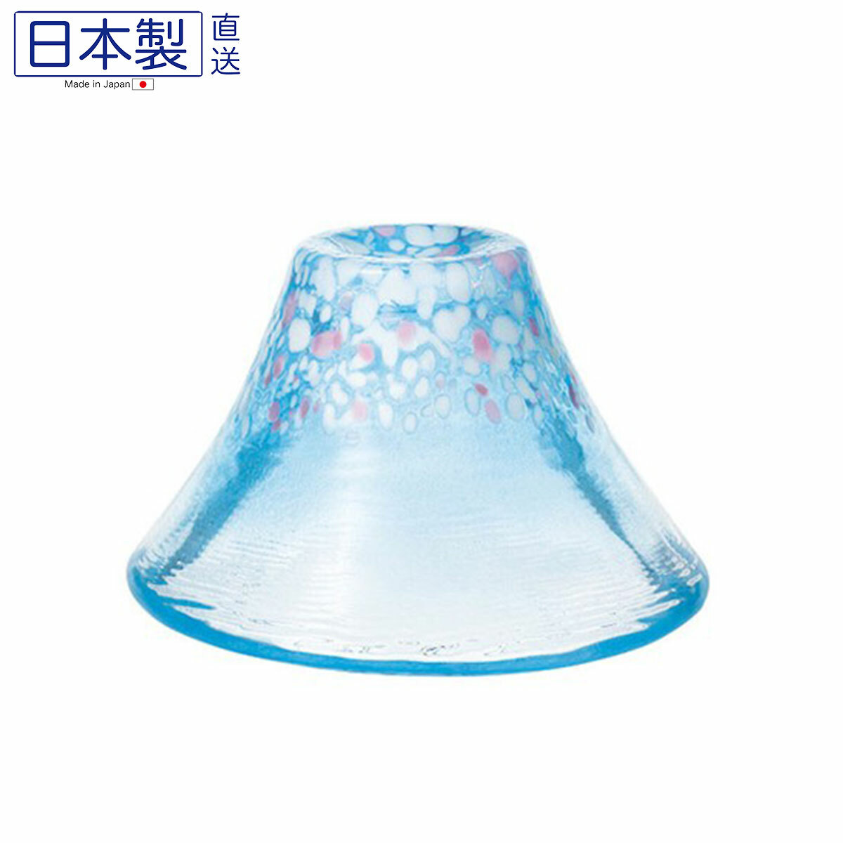 日式祝福櫻花富士山玻璃杯 (粉藍) (日本製)