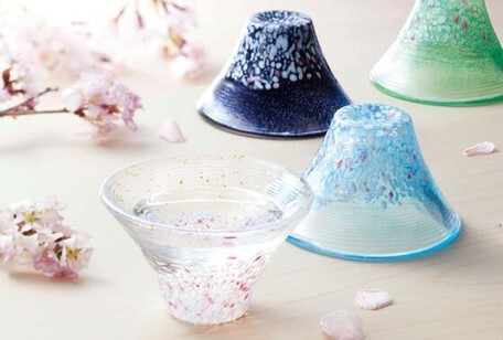 日式祝福櫻花富士山玻璃杯 (綠色) (日本製)