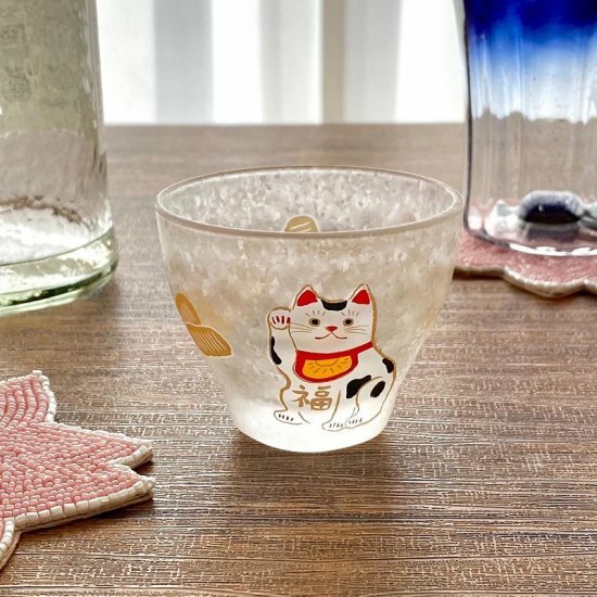日式MONO玻璃清酒杯 (招財貓) (日本製)