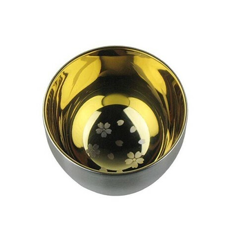 日本新潟高級不銹鋼24K鍍金圓型杯 (日本製)