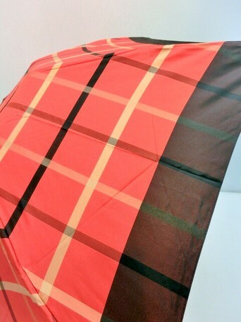 日式滌綸格仔縮骨遮 (紅色) (日本製)