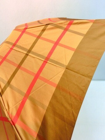 日式滌綸格仔縮骨遮 (啡色) (日本製)