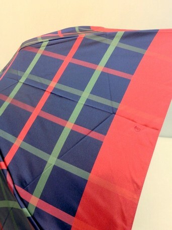 日式滌綸格仔縮骨遮 (藍色) (日本製)