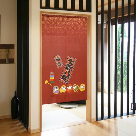 日式和風門簾 85x150 (開運達摩紅色) (日本製)