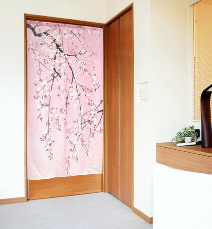 日式和風門簾 85x150 (粉紅櫻花) (日本製)