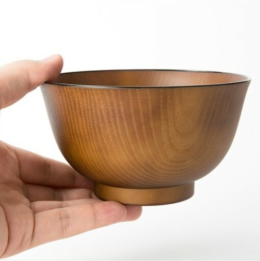 日本会津塗日式樹脂木紋碗(大) (淺啡色) (微波爐OK) (日本製)