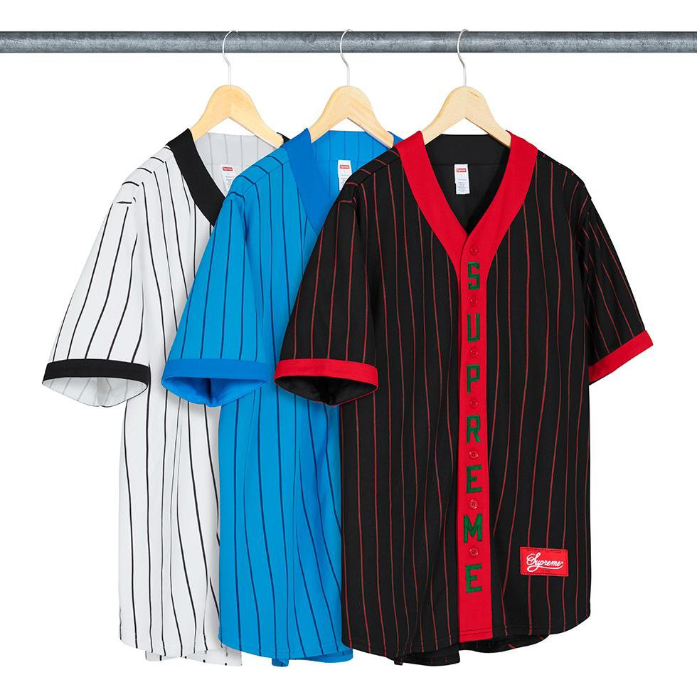 SUPREME VERTICAL LOGO BASEBALL JERSEY 白