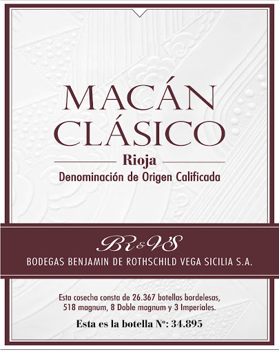 Benjamin Rothschild & Vega Sicilia Macan Classico 2019 (RP93) - 6 Bottle Pack