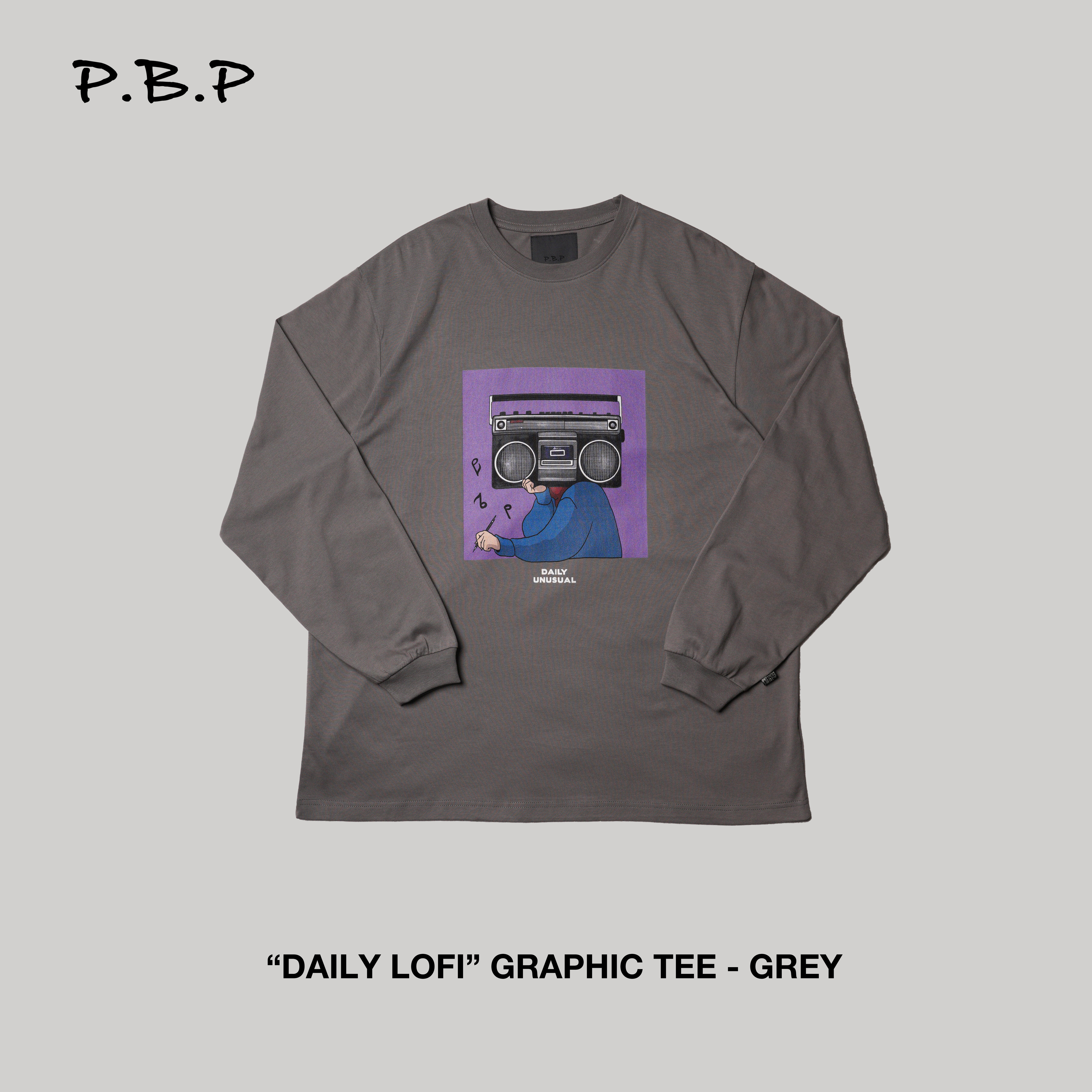 “Daily Lofi” Graphic Tee - Grey