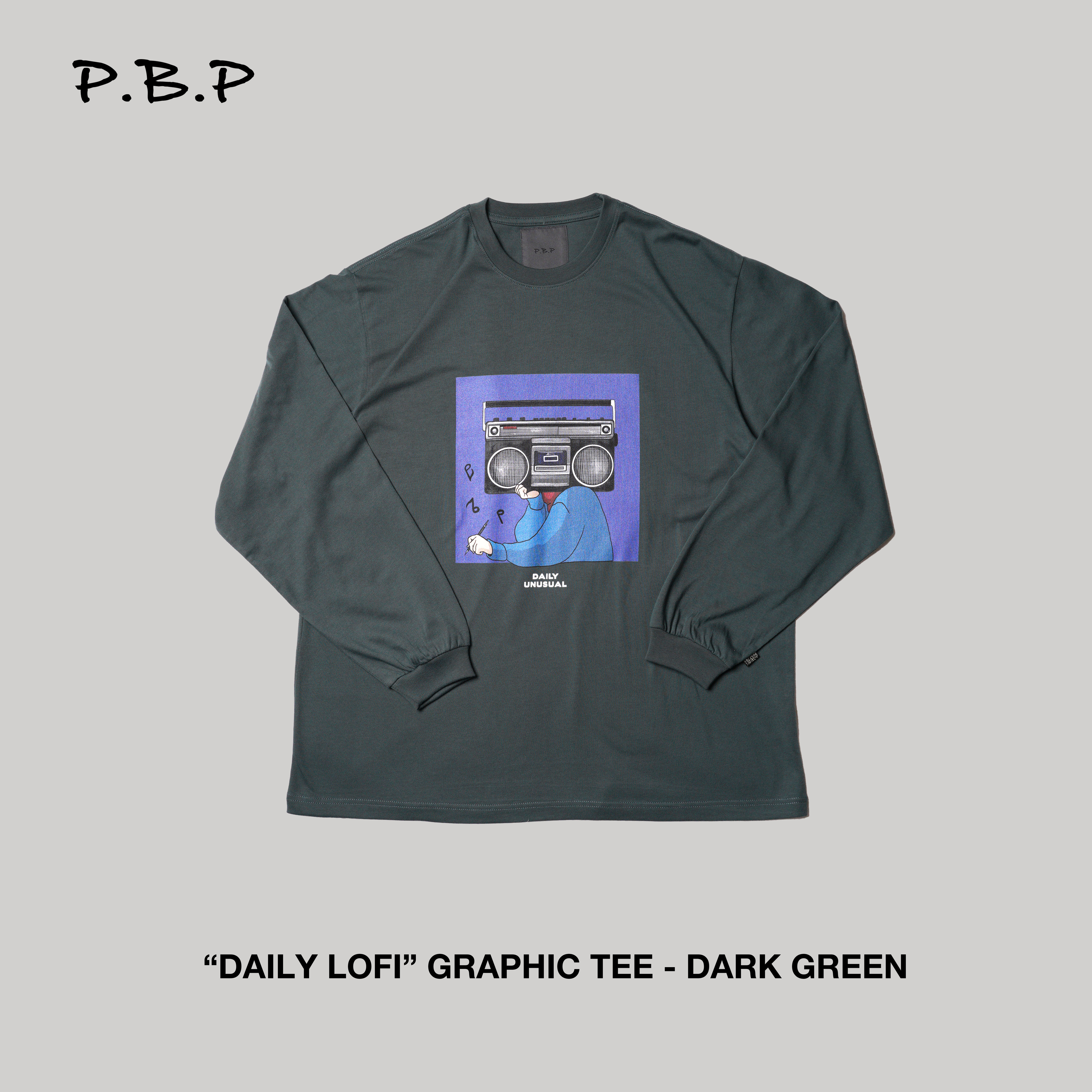 “Daily Lofi” Graphic Tee - Dark Green