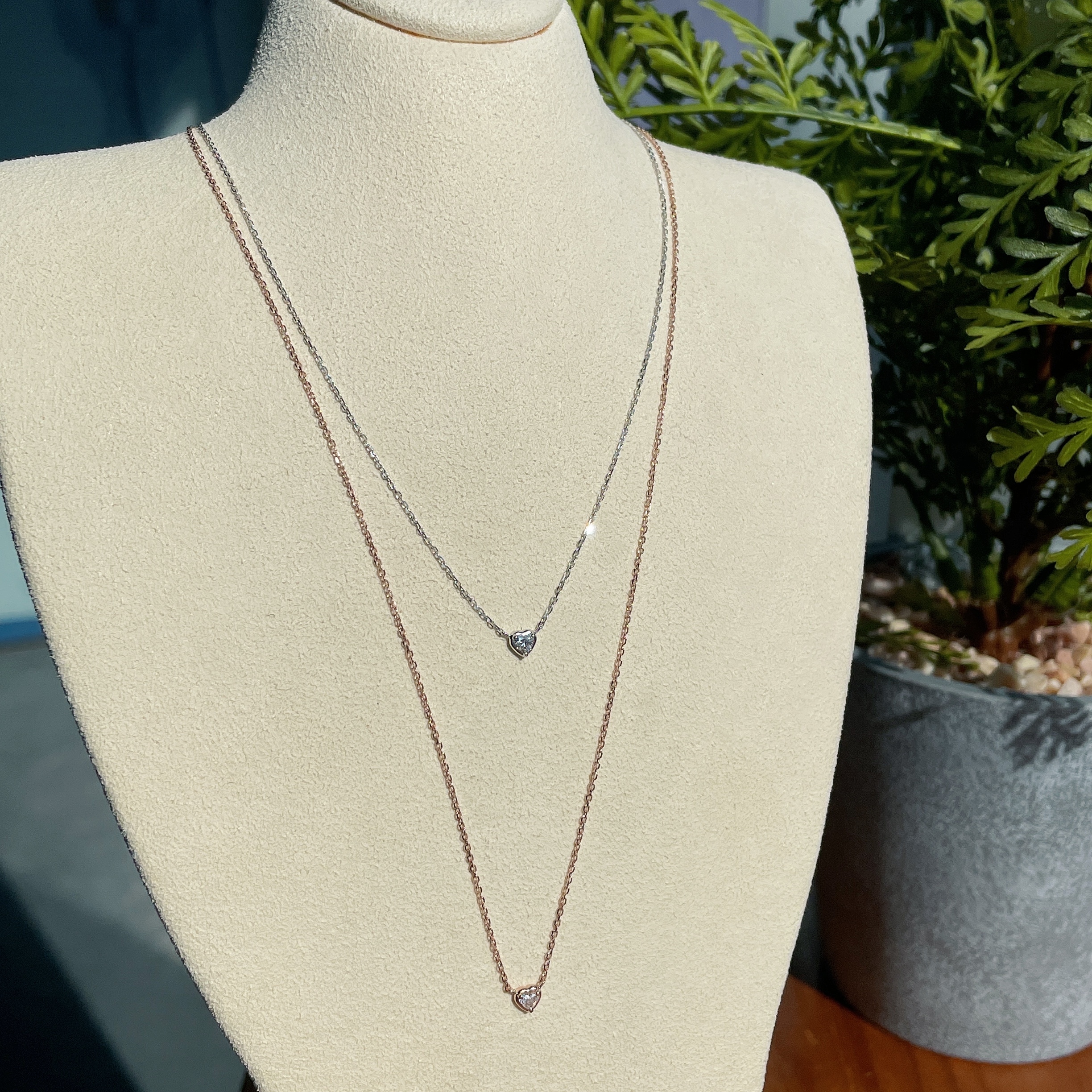 18K金泡泡鑽石項鏈 - 心形