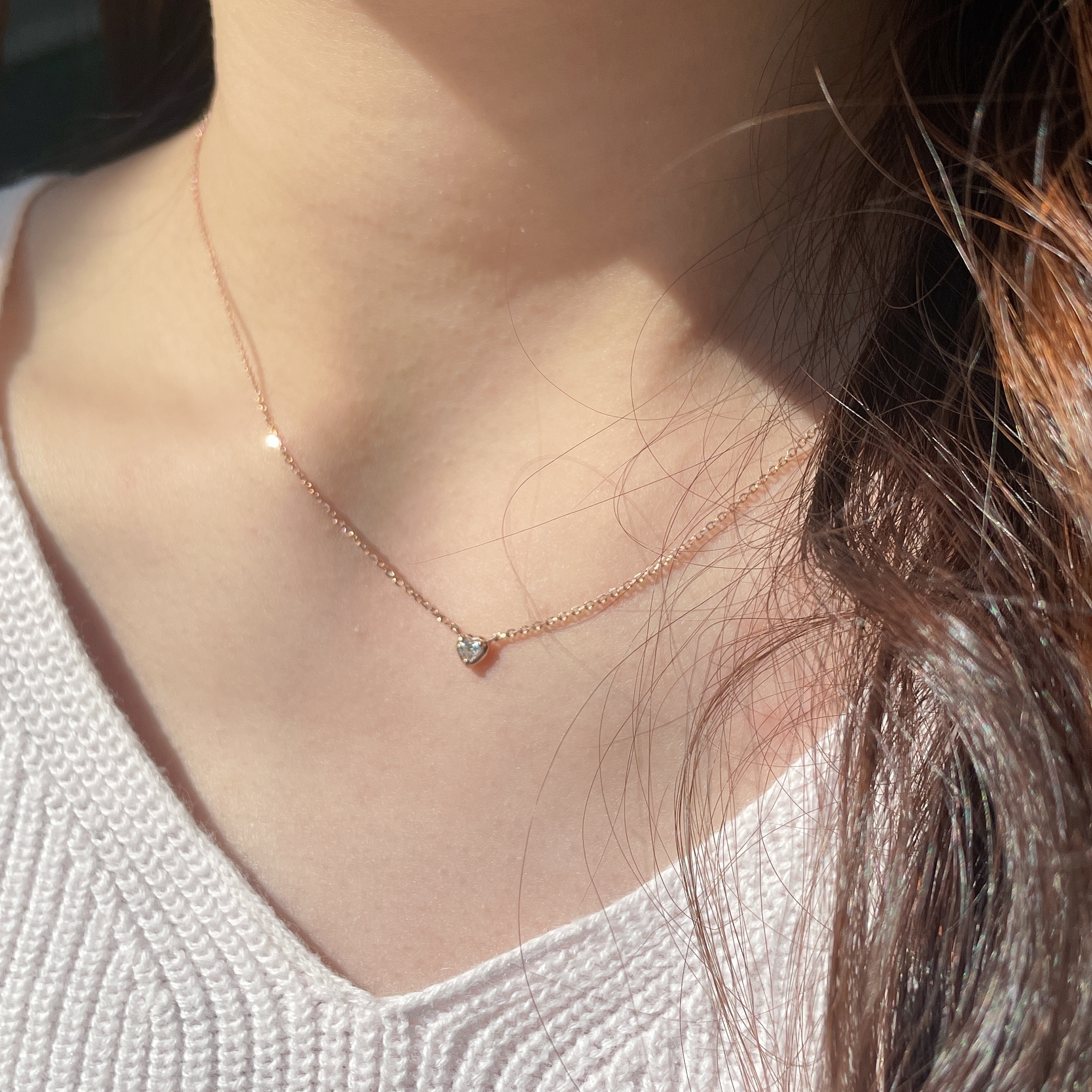 18K金泡泡鑽石項鏈 - 心形