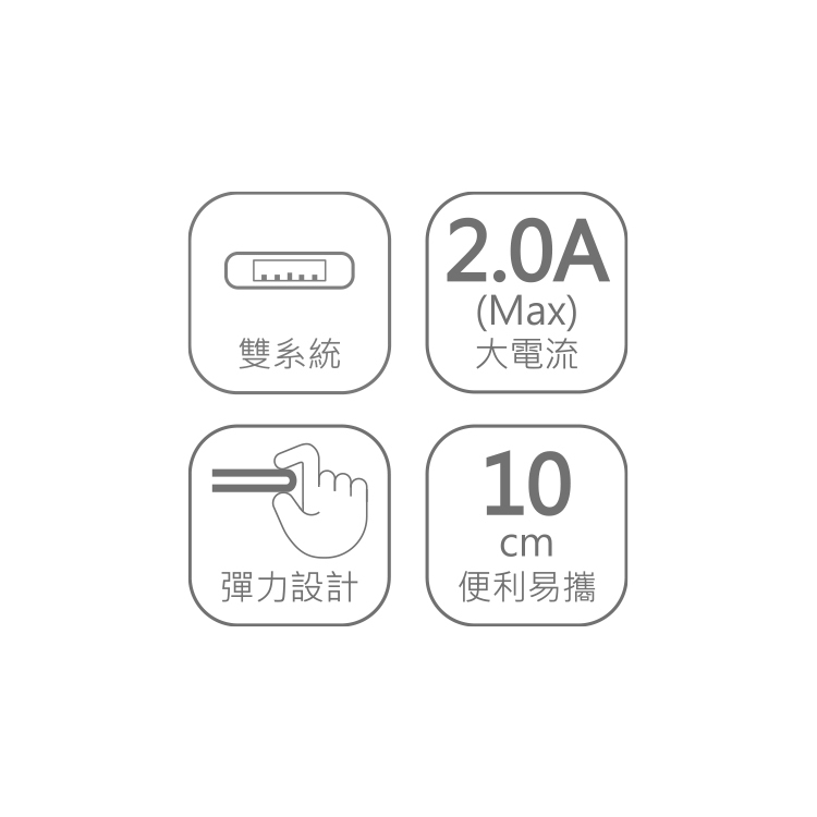 DLD001 雙系統便攜式彈力快充短線 -10cm