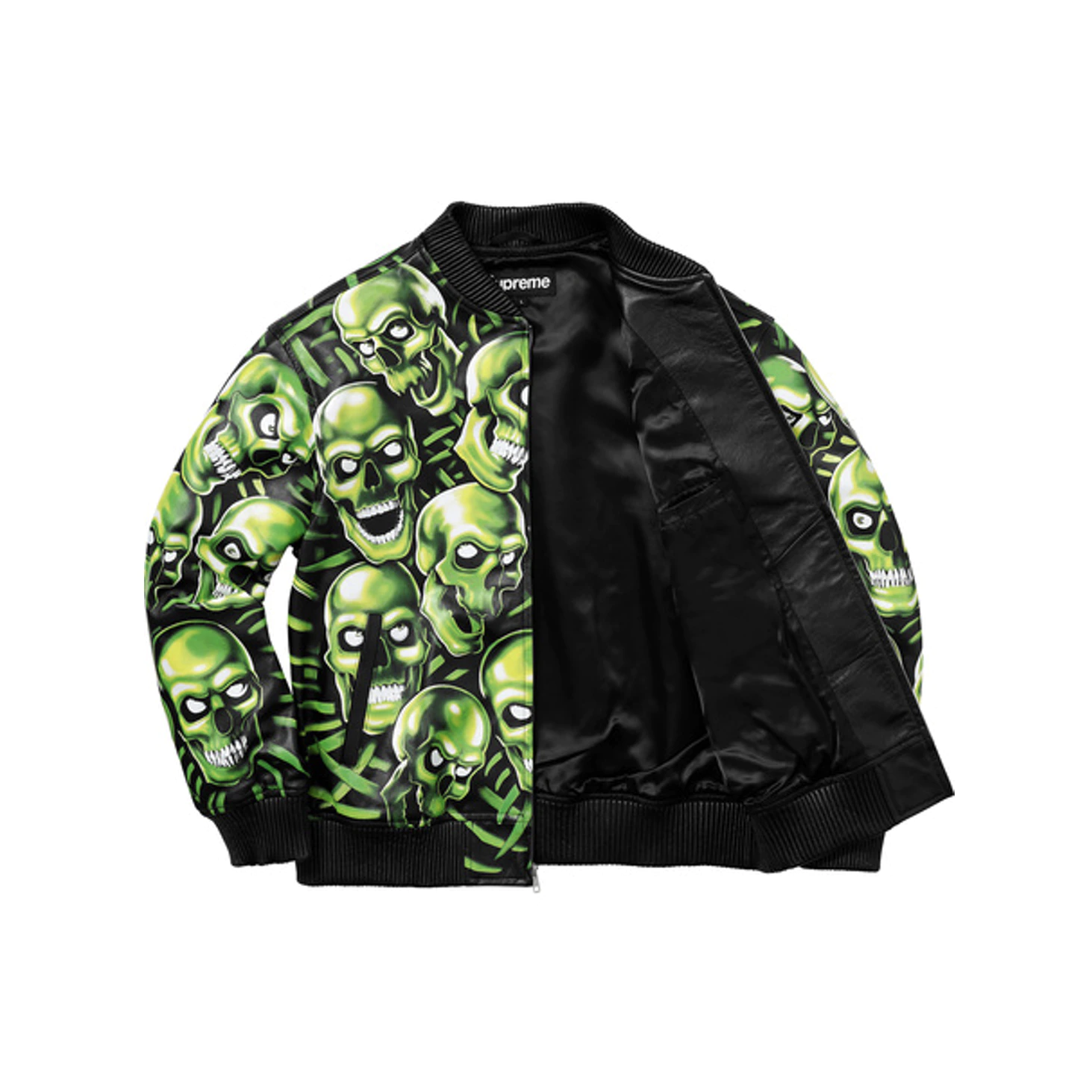 -(B6c)-SUPREME SKULL PILE LEATHER BOMBER JACKET  骷髏 皮革外套
