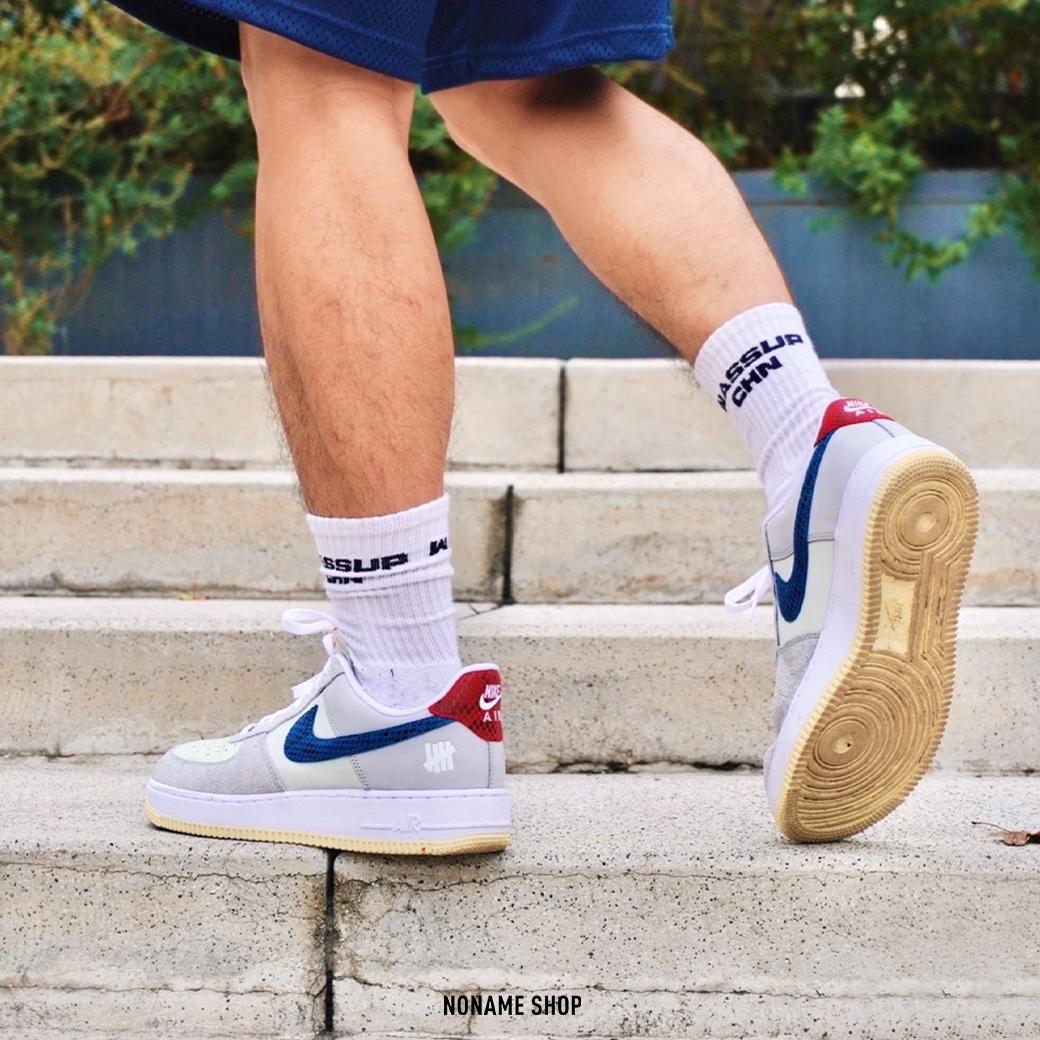 UNDFTD UNDEFEATED x NIKE AIR FORCE 1 LOW 聯名米白藍蛇紋休閒鞋