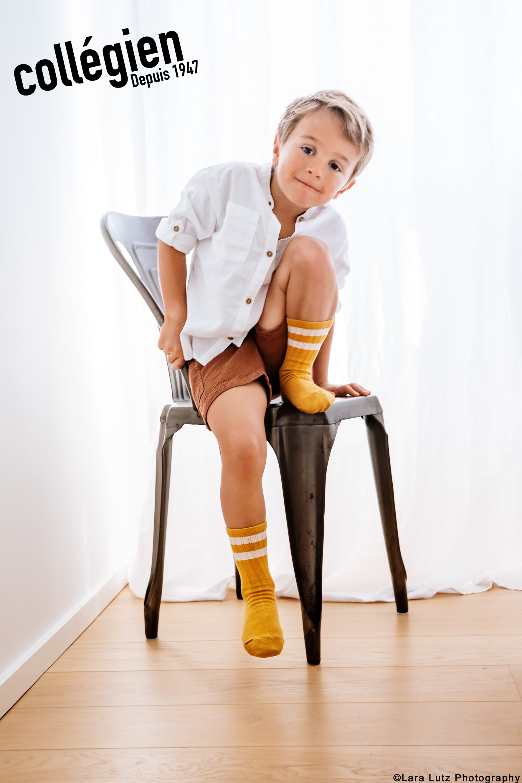 COLLÉGIEN - Nico Ribbed Varsity Crew Socks（Rose Bonbon）