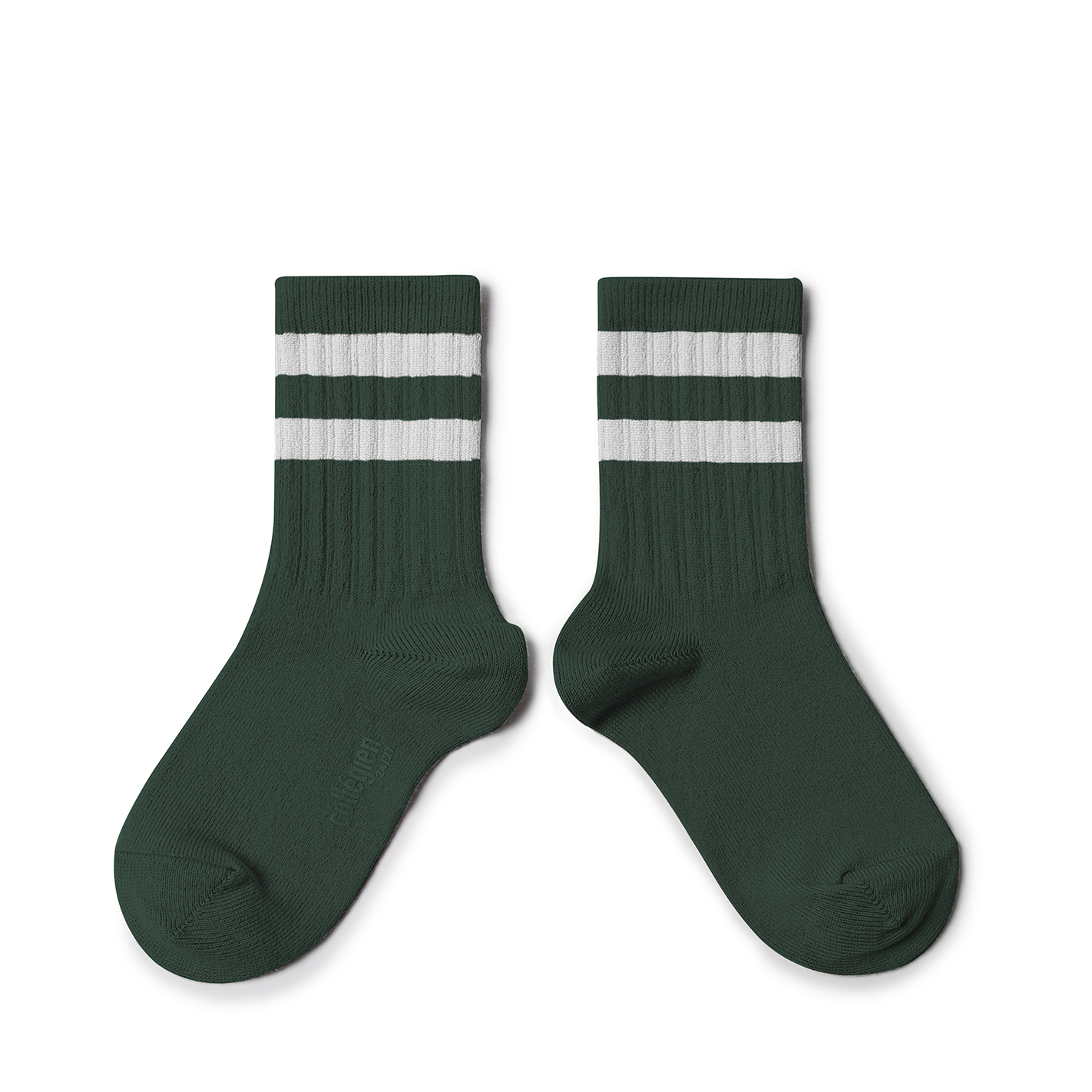 COLLÉGIEN - Nico Ribbed Varsity Crew Socks（Vert Foret）