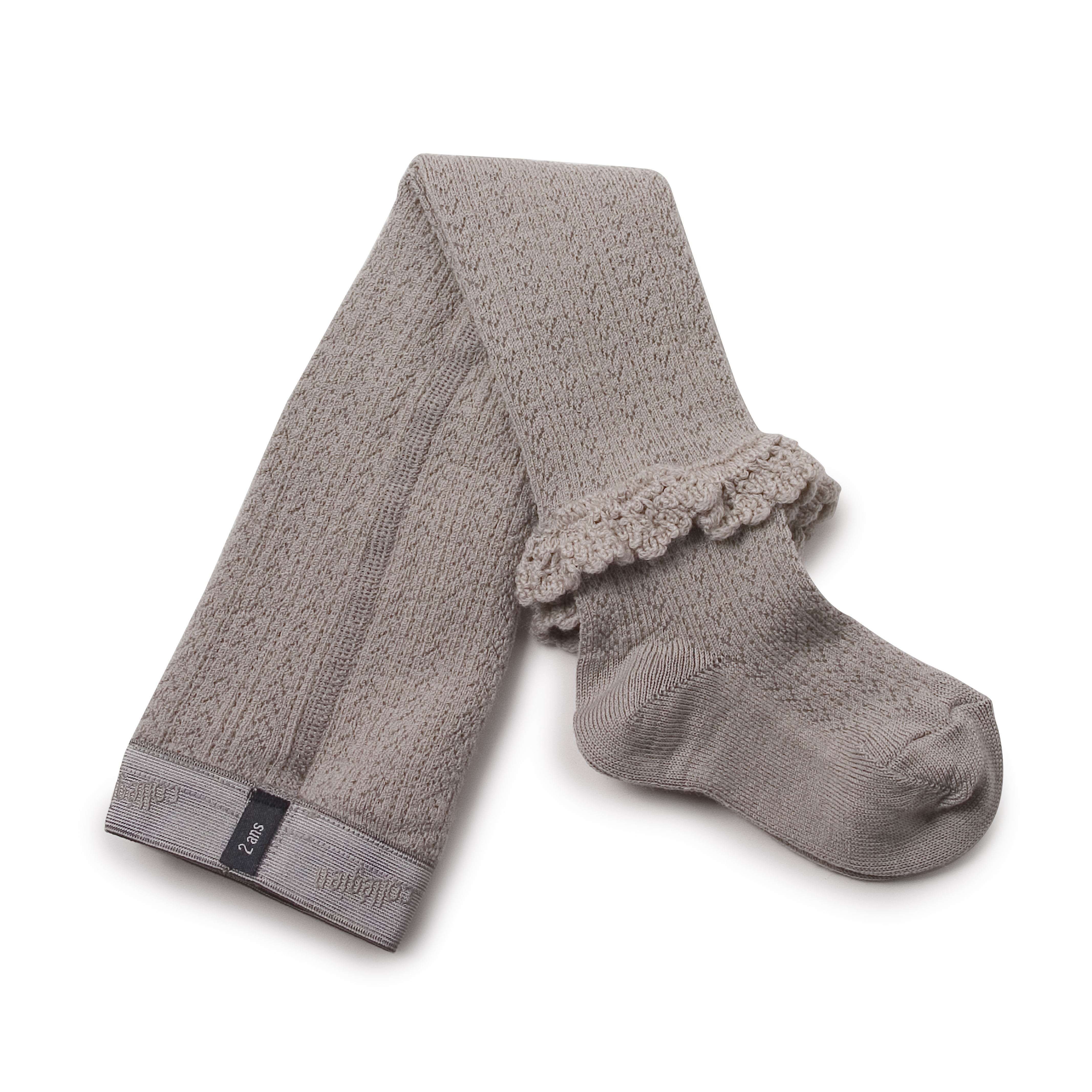 COLLÉGIEN - Daphne Pointelle Merino Wool Tights with Merino Lace Trim（Jour de Pluie）