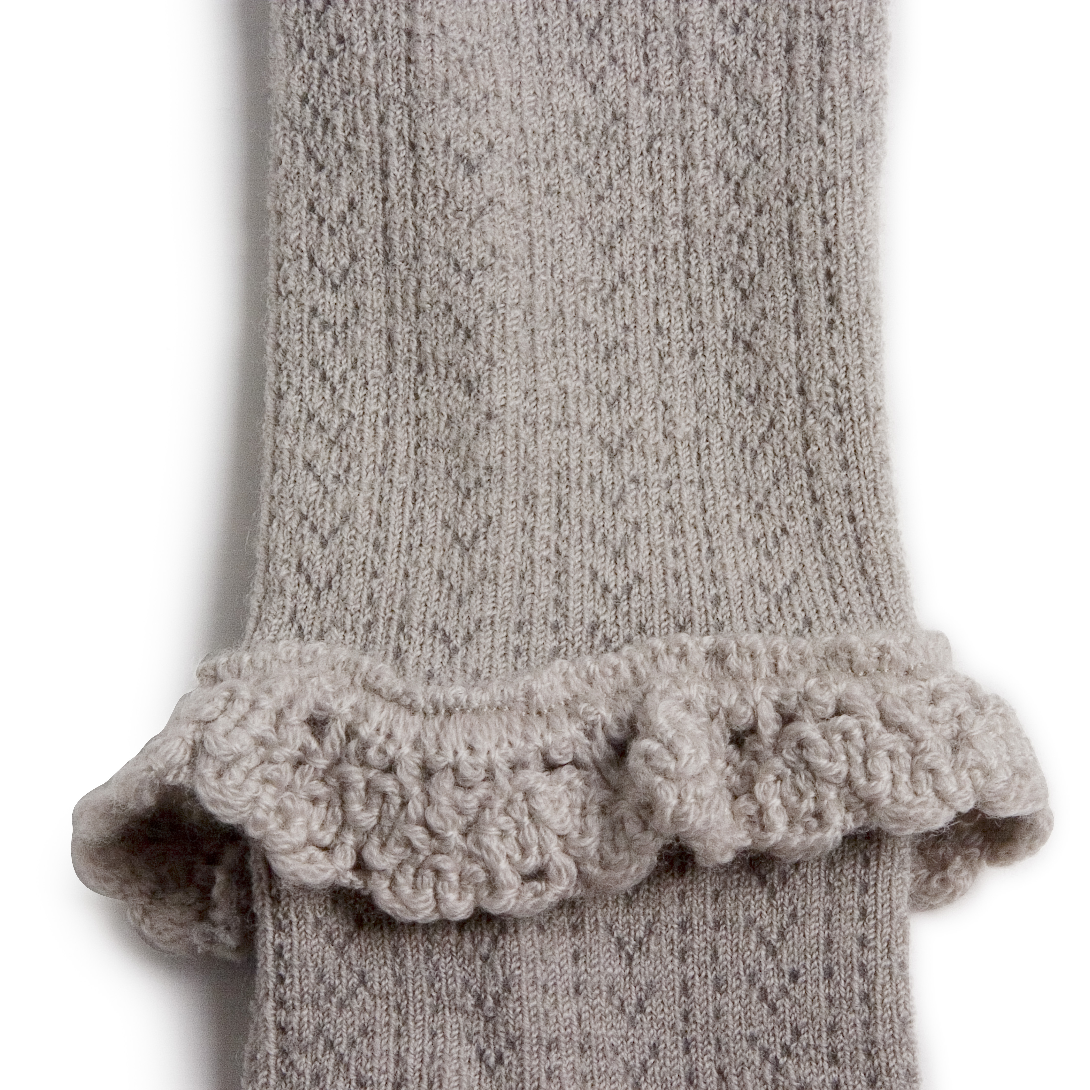 COLLÉGIEN - Daphne Pointelle Merino Wool Tights with Merino Lace Trim（Jour de Pluie）