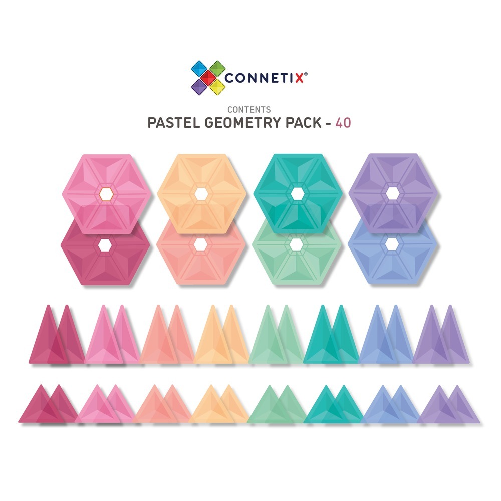 澳洲Connetix粉彩磁力積木-幾何圖形組(40pc)
