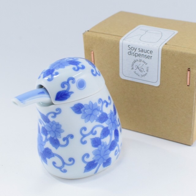 幸樂窯 染付唐草翠鳥醬油瓶(S)