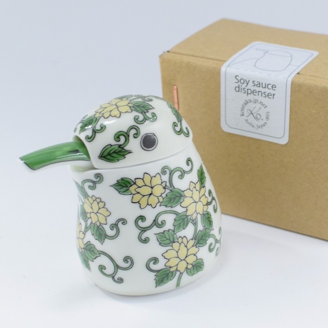 幸樂窯 綠唐草翠鳥醬油瓶(S)