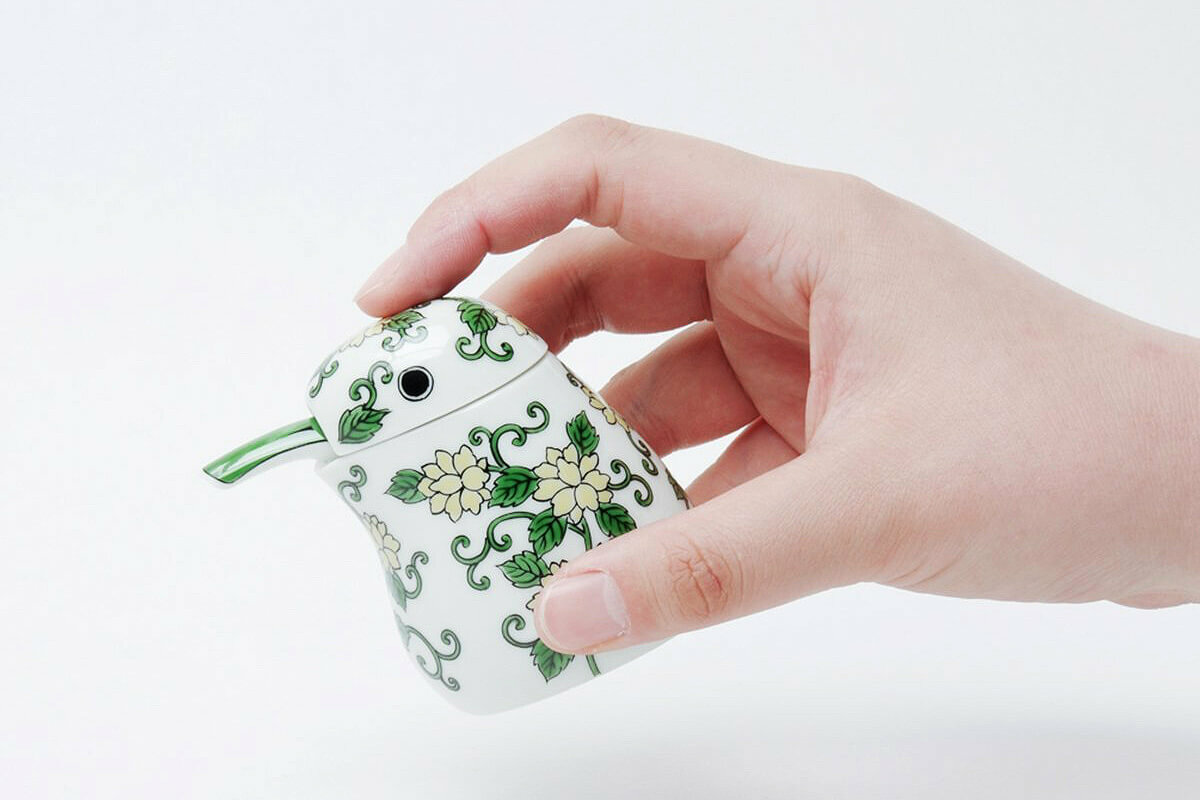 幸樂窯 綠唐草翠鳥醬油瓶(S)