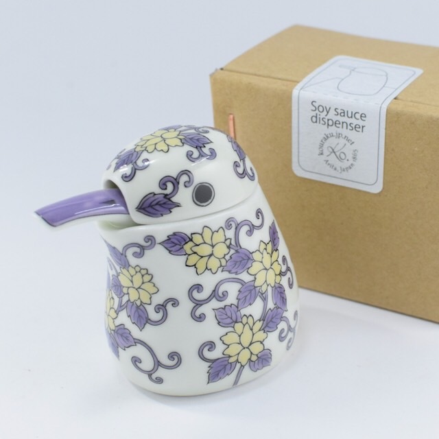 幸樂窯 紫唐草翠鳥醬油瓶(S)