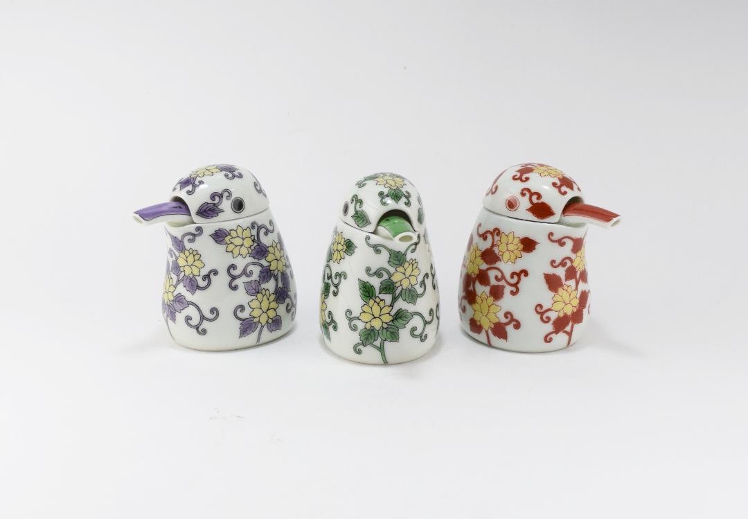 幸樂窯 紫唐草翠鳥醬油瓶(S)