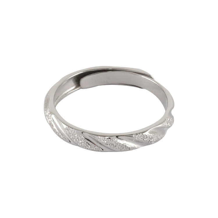 純銀對戒，情侶戒指 斜紋磨砂；我們的愛閃閃發亮（2302男款）