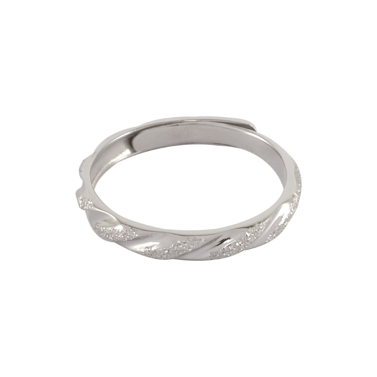 純銀對戒，情侶戒指 斜紋磨砂；我們的愛閃閃發亮（2302女款）