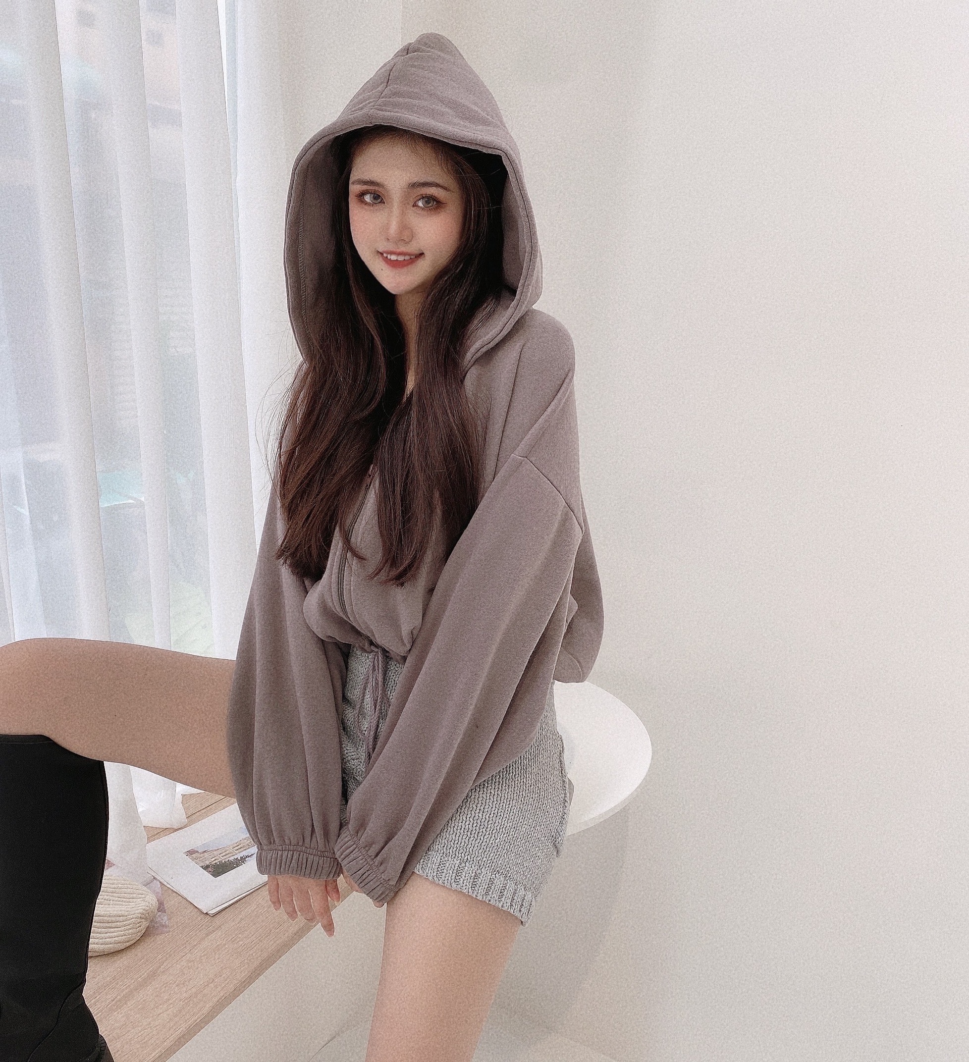 內刷毛多穿下縮連帽外套/四色