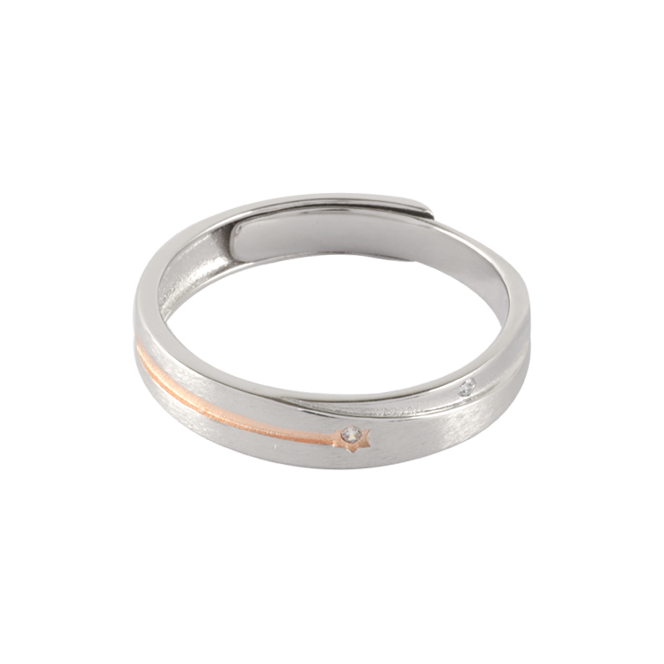 純銀對戒，情侶戒指 玫瑰金流星；許下最美好的願望（2308男款）