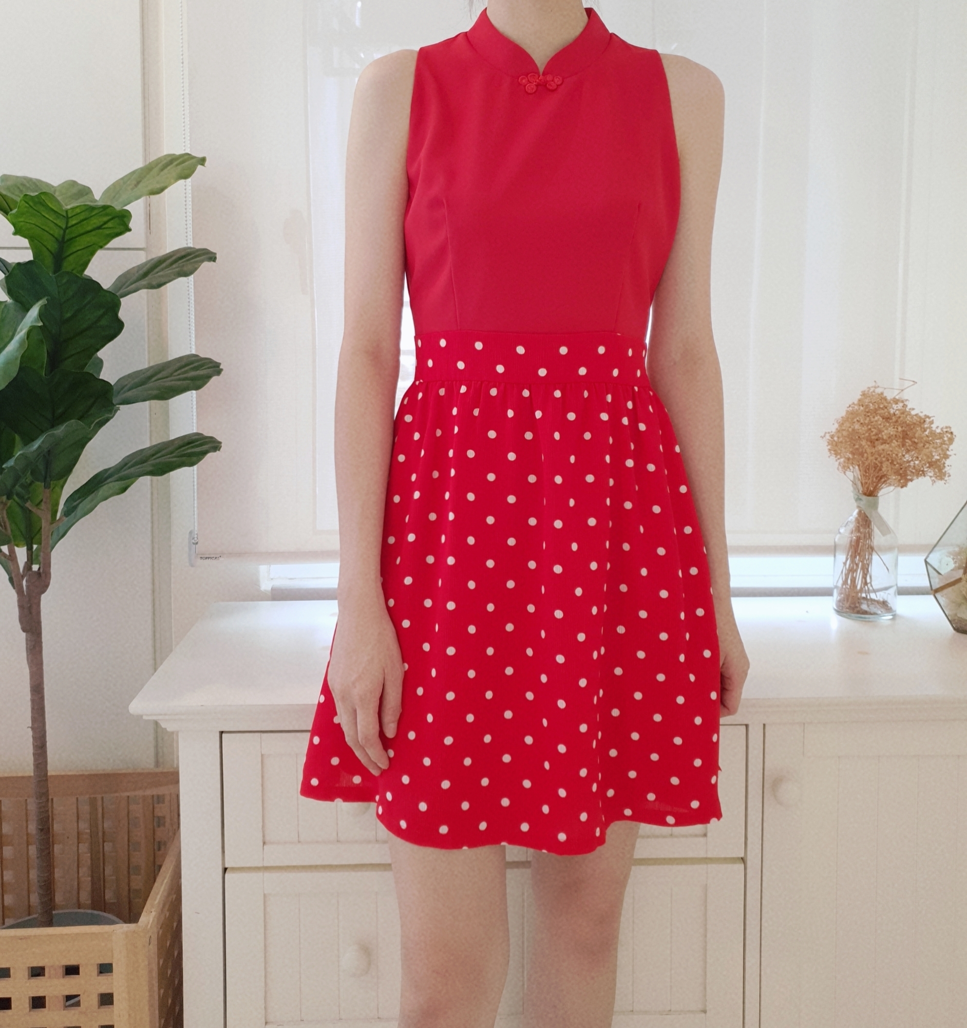 PODKA DOT SKATER CHEONGSAM DRESS